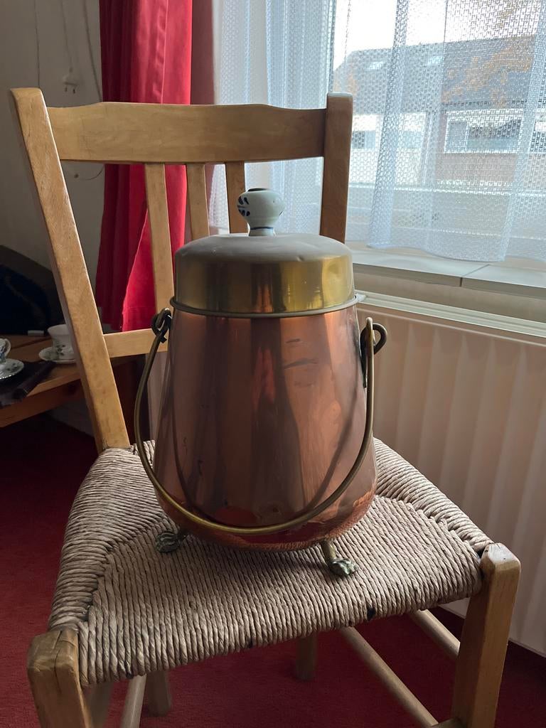 Koperen pot met deksel en handvat, Antiek en Kunst, Antiek | Koper en Brons, Ophalen, Koper