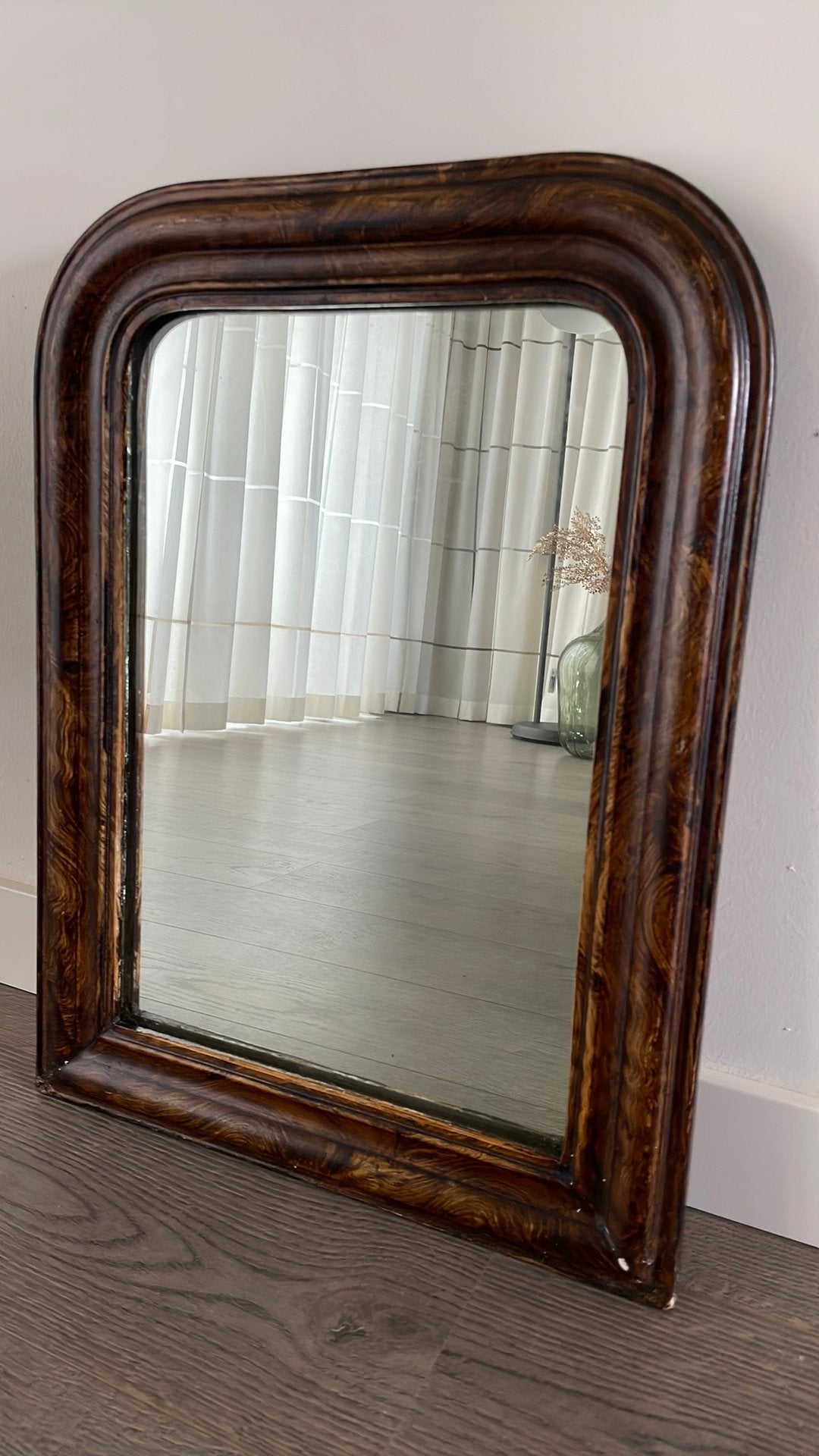 Prachtige antieke Louis Philippe stijl Franse Toogspiegel, Antiek en Kunst, Ophalen of Verzenden, Rechthoekig, Minder dan 50 cm