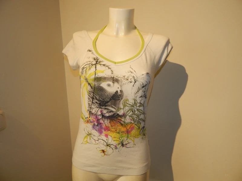 Marccain zomers shirt vogel print voorkant kleurrijk 36/38, Kleding | Dames, Korte mouw, Maat 36 (S), Gedragen, Marccain