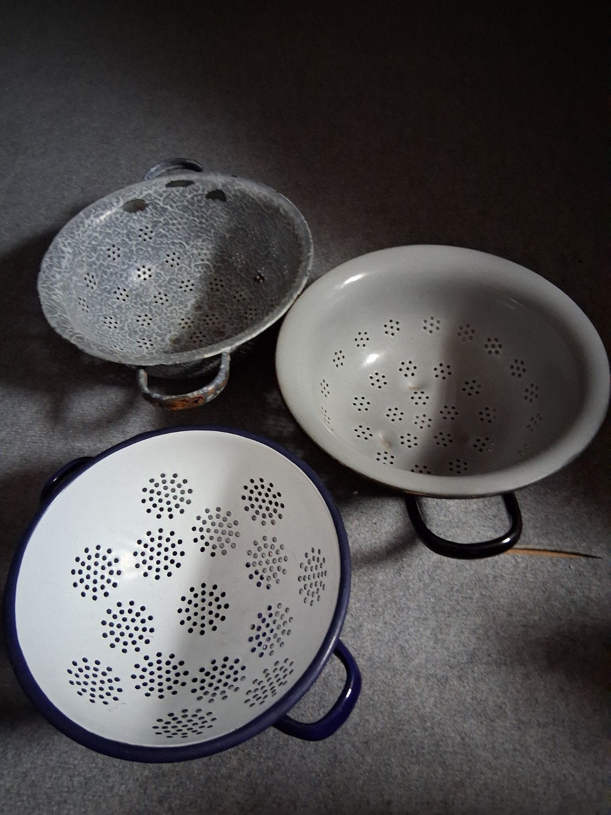 Set van 3 vintage emaille vergieten, Ophalen of Verzenden