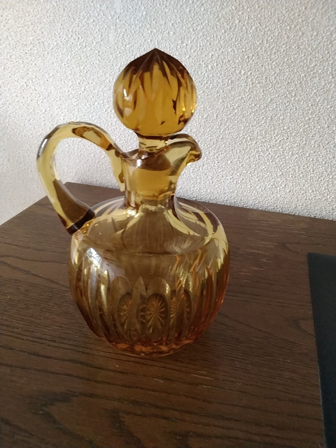 Vintage Amber kristal geslepen  Karaf met Stolp, Ophalen