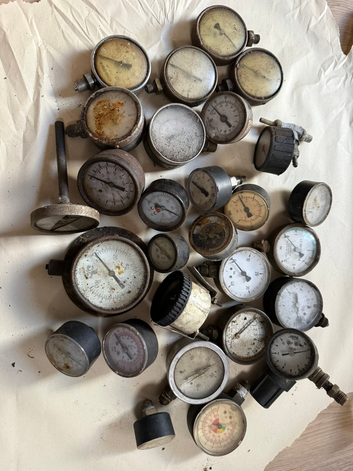 Lot vintage industriële meetinstrumenten tellers meters, Ophalen