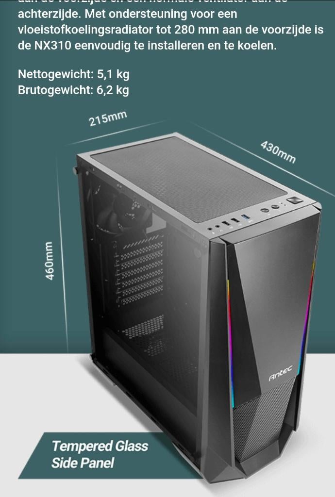 pc towerantec metrgb, Ophalen, Gebruikt, Gaming