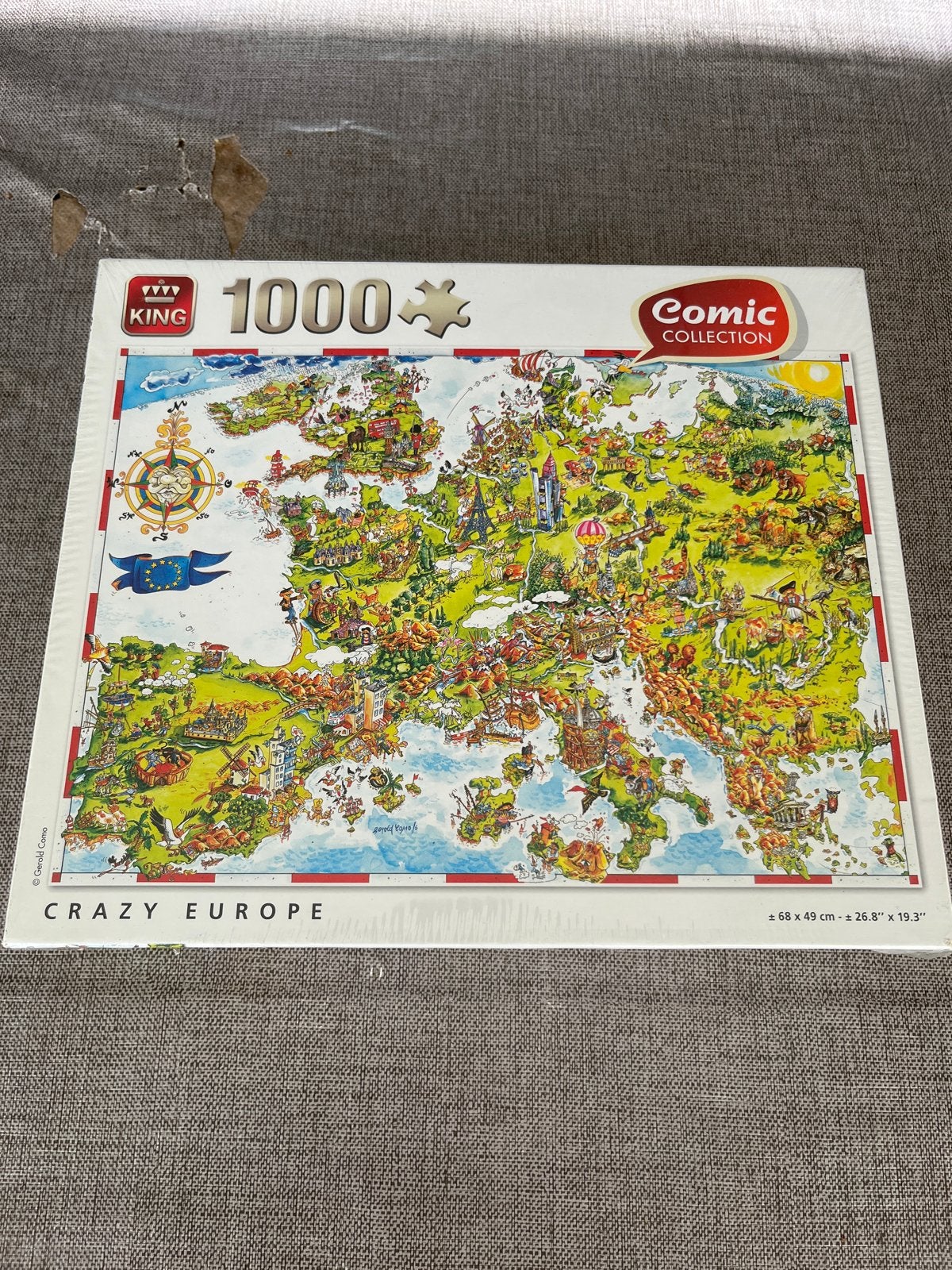 King Crazy Europe Legpuzzel 1000 stukjes - Nieuw in doos, Ophalen of Verzenden, 500 t/m 1500 stukjes, Nieuw, Legpuzzel