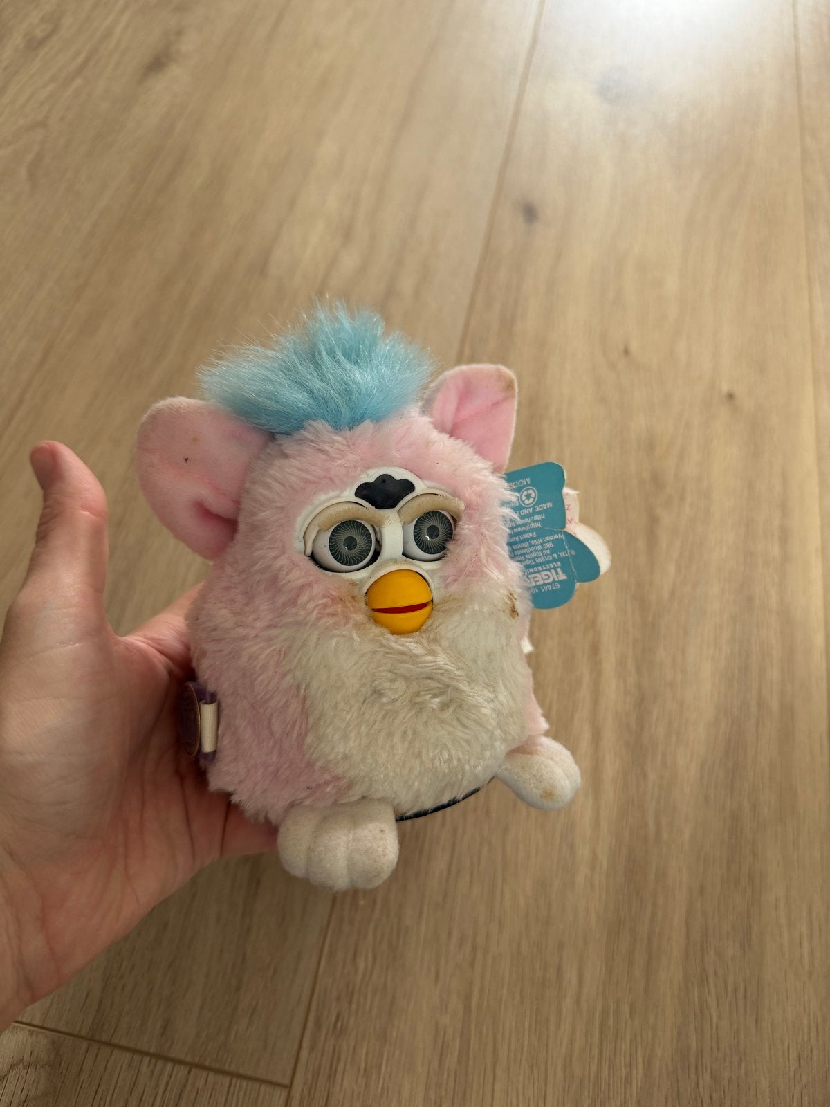 Vintage Furby Baby Roze met Blauw Haar - Model 70-940, Kinderen en Baby's, Speelgoed | Overig, Gebruikt, Jongen of Meisje, Ophalen of Verzenden
