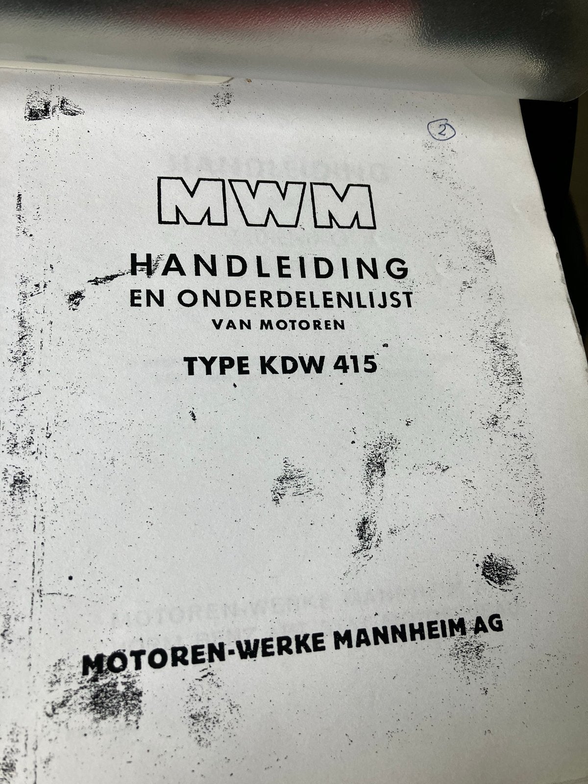 MWM Handleiding en onderdelenlijst Type KDW 415, Ophalen of Verzenden, Gelezen, Overige merken
