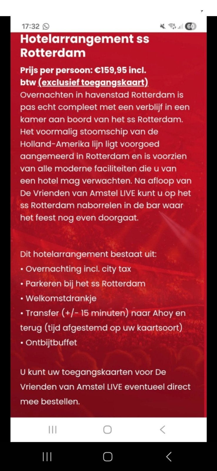 Arrangement vrienden van Amstel 23 Jan 2027, Twee personen