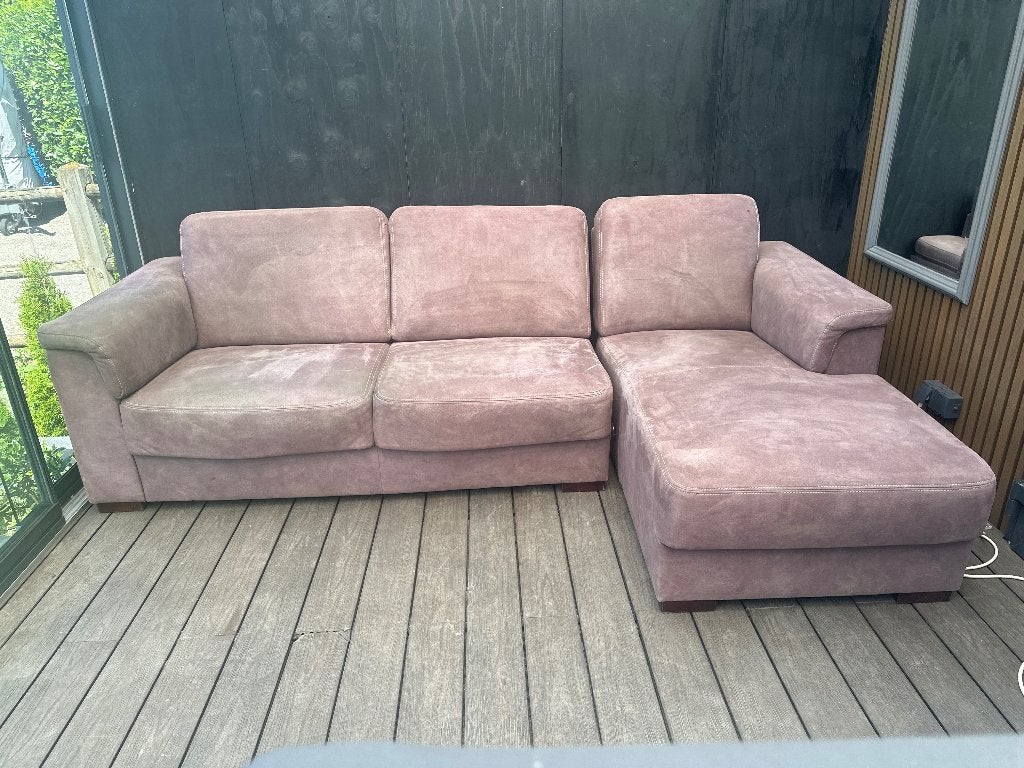 Hoekbank taupe, Huis en Inrichting, Banken | Bankstellen, Ophalen, Gebruikt, 100 tot 125 cm, Hoekbank