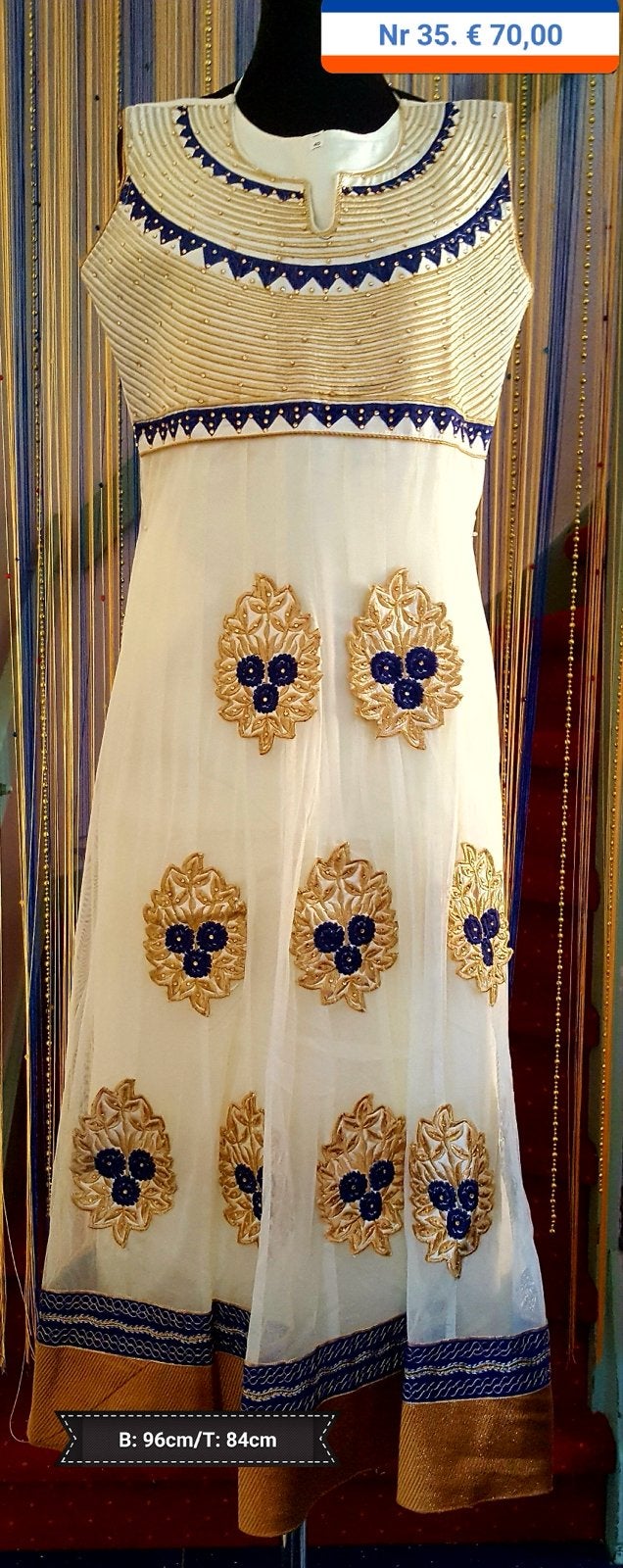 Elegante Indiase jurk met borduursels, Maat 38/40 (M), Wit, Nieuw, Ophalen of Verzenden