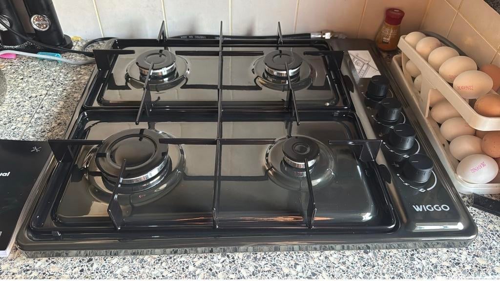 Gaskookplaat Wiggo WH-G604F(T) - Nieuwstaat, Ophalen, 60 cm of meer, 4 kookzones, Zo goed als nieuw