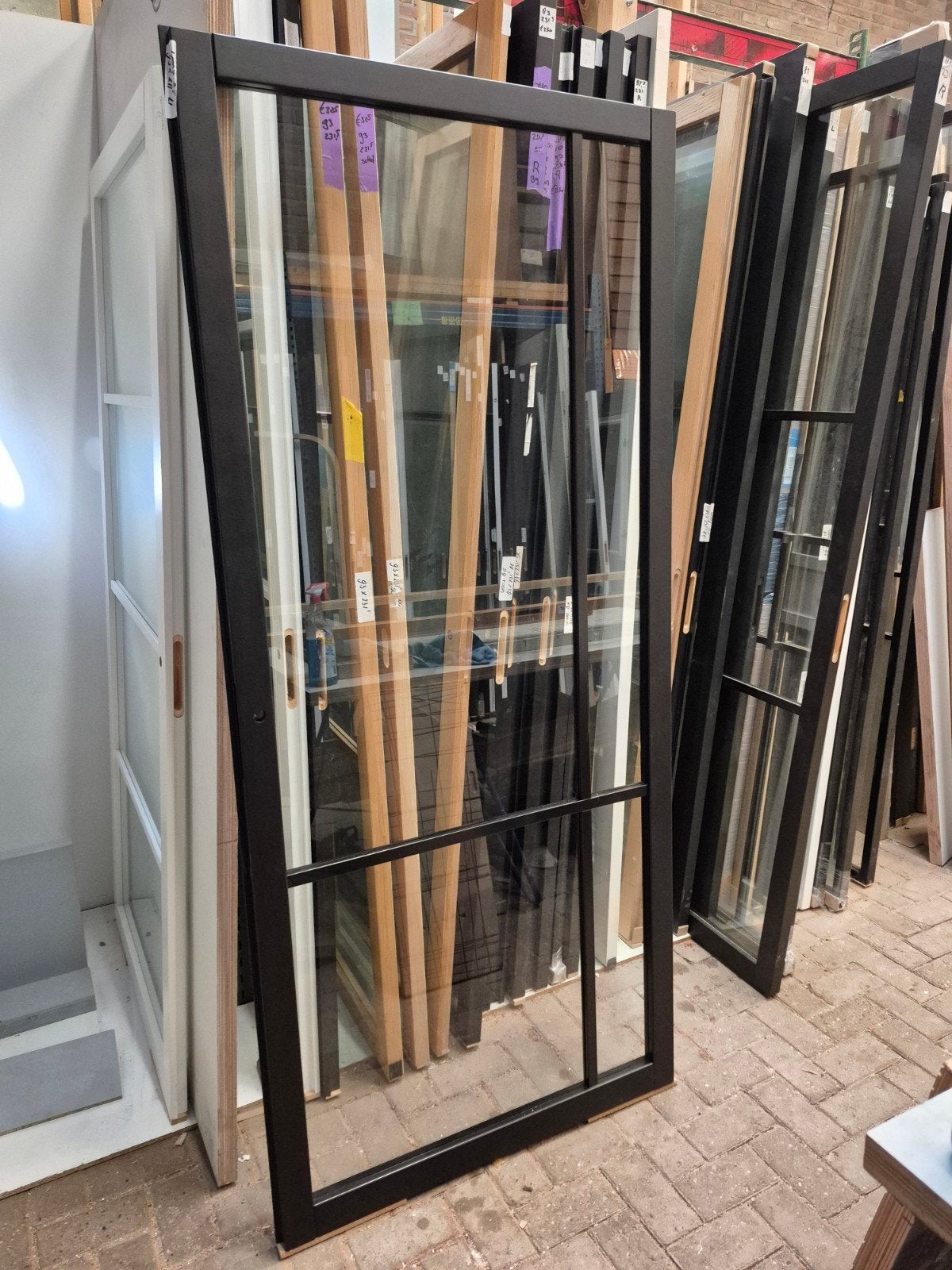 93x2115cm opdek deur links staallook zwart SL48, Ophalen, 80 tot 100 cm, Binnendeur, Nieuw