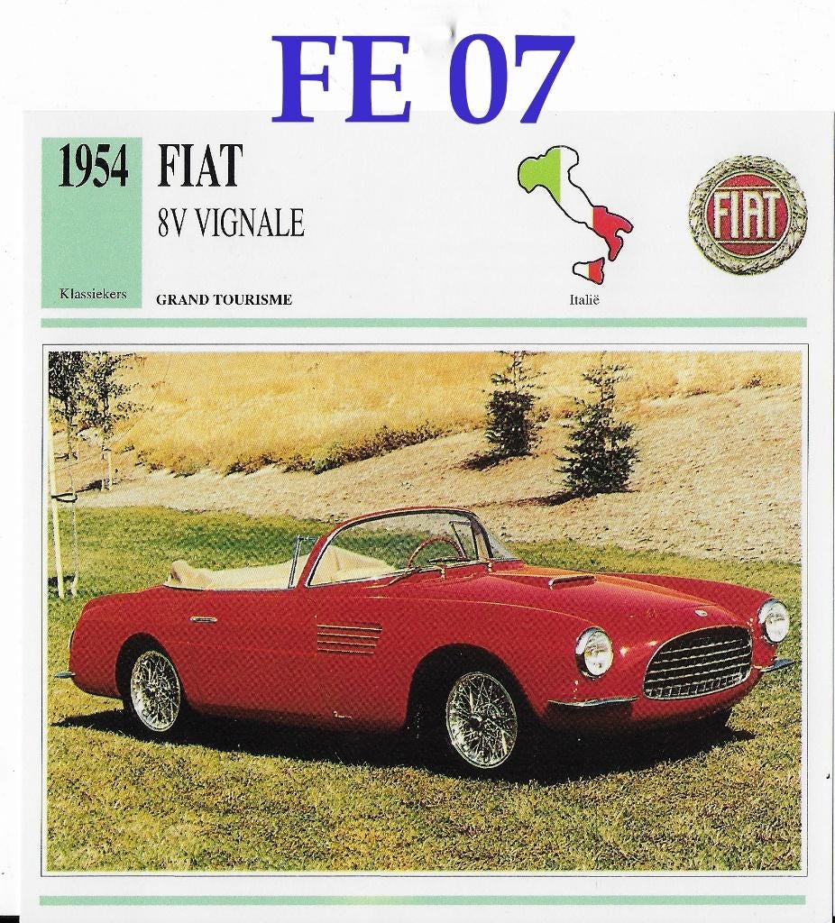 Fe07 autokaart fiat 8v vignale grand tourisme ( 1954), Ophalen of Verzenden, Zo goed als nieuw, Auto's