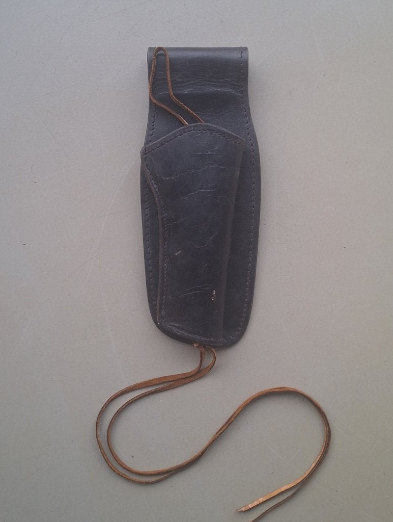 vintage zwart tuig-leren revolver pistool holster western, Ophalen of Verzenden, Landmacht, Nederland, Overige typen