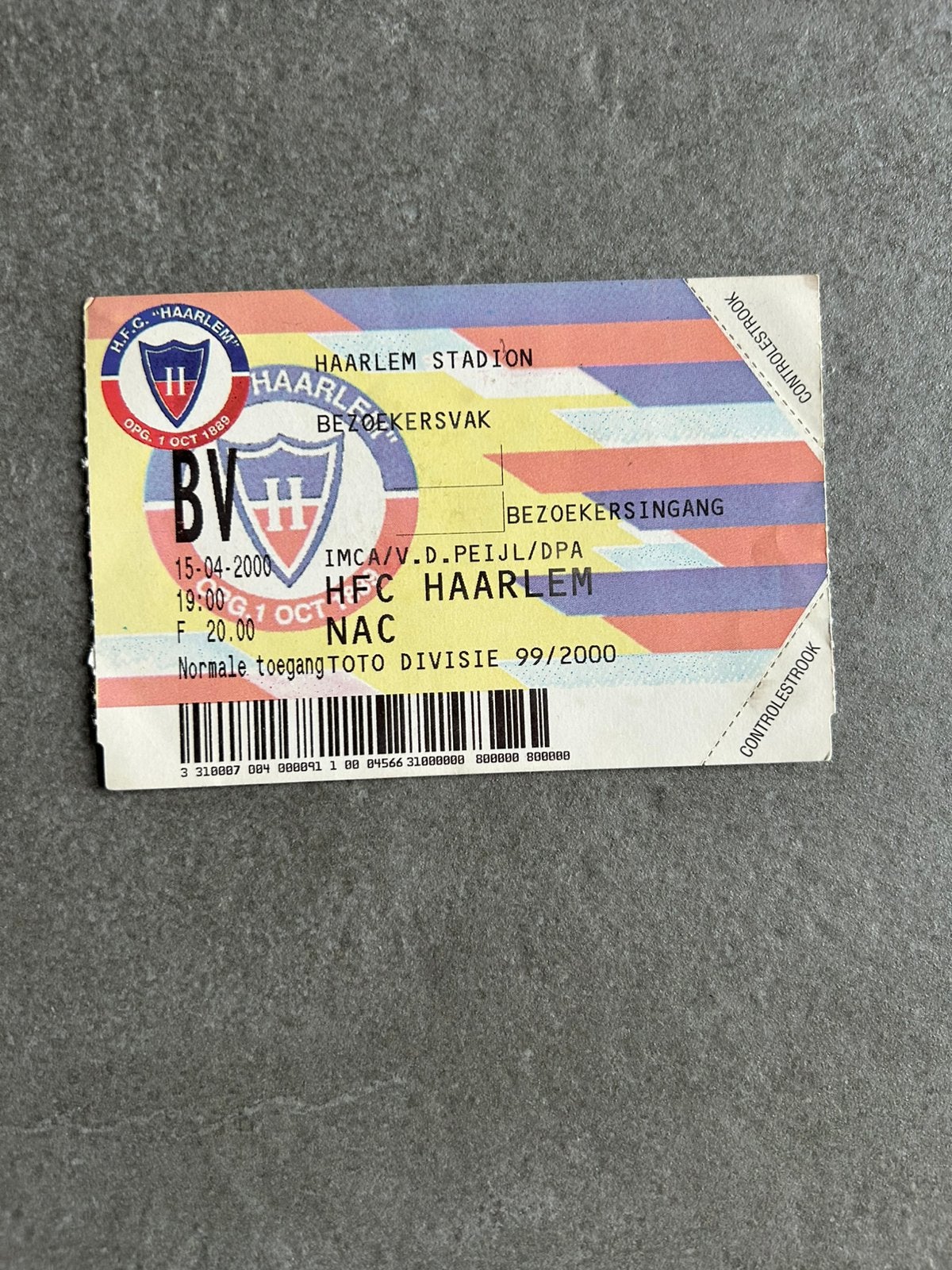 HFC HAARLEM - NAC ticket, Verzamelen, Sportartikelen en Voetbal, Ophalen of Verzenden, NAC Breda, Overige typen