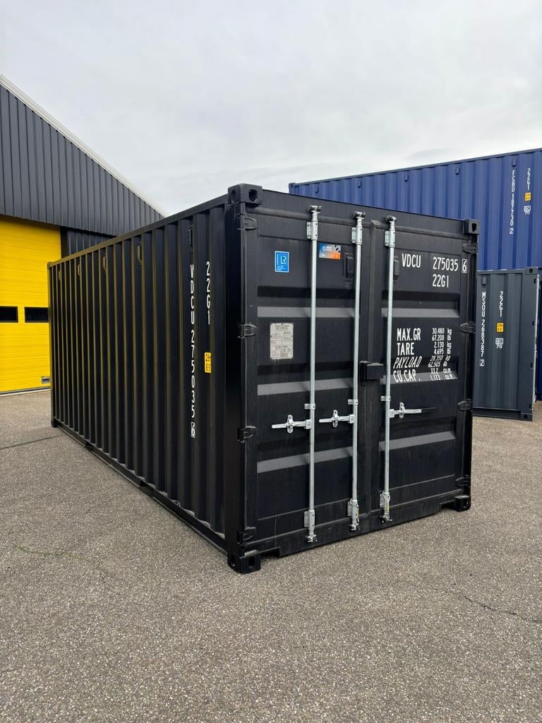 Nieuwe 20ft zeecontainer zwart RAL 9005 - Transport & Opslag, Ophalen of Verzenden