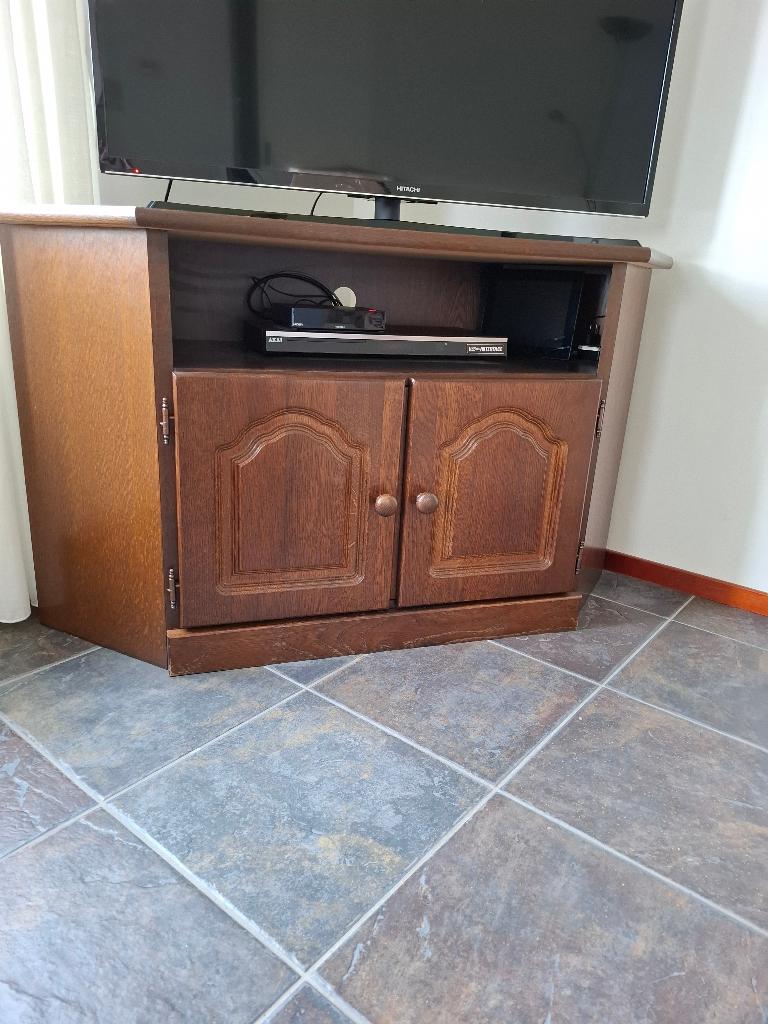 Hoek tv kast, Ophalen, Gebruikt, 100 tot 150 cm, Eikenhout