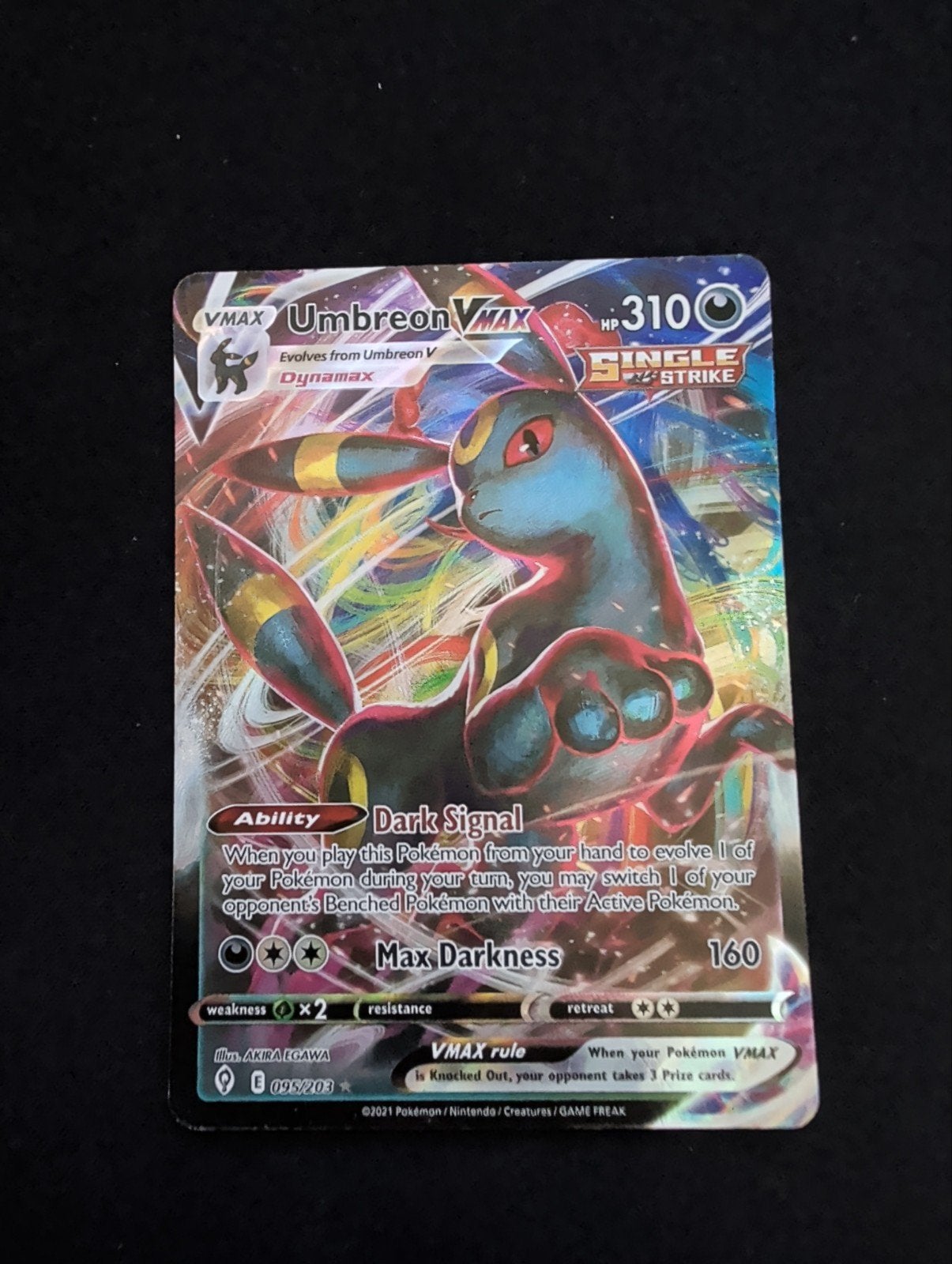Umbreon VMAX 095/203 Pokémon Kaart - Zo goed als nieuw, Ophalen of Verzenden, Zo goed als nieuw, Losse kaart
