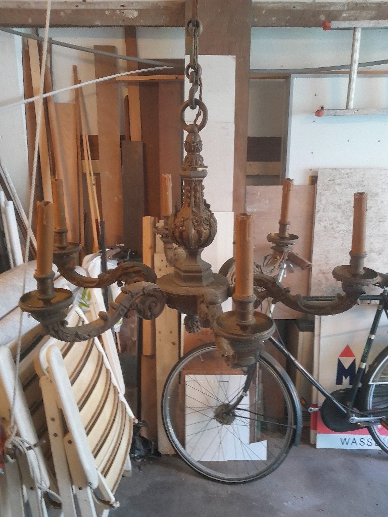 Kroonluchter, antiek, brons, grooot, Ophalen, Gebruikt, Metaal, Antiek