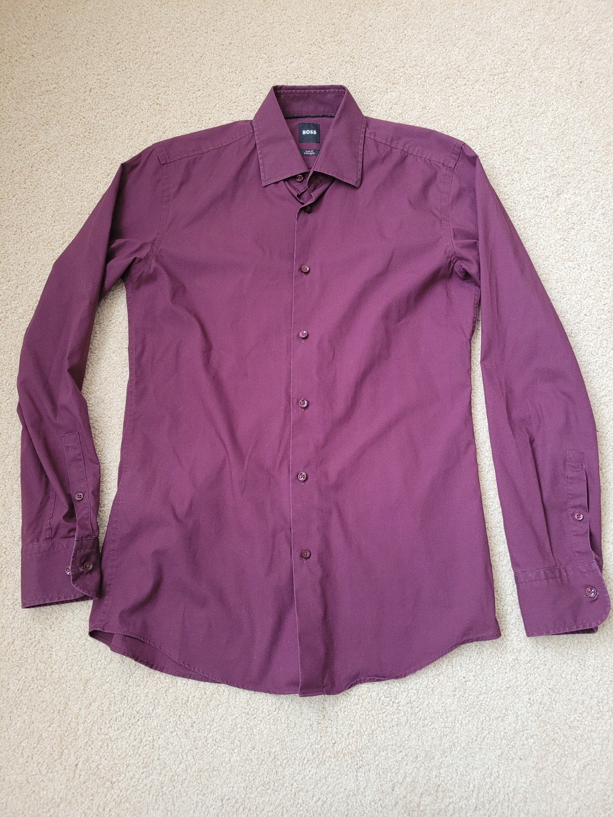 BOSS Slim Fit Easy Iron overhemd maat 38 (S), Kleding | Heren, Overhemden, Zo goed als nieuw, Halswijdte 38 (S) of kleiner, Rood