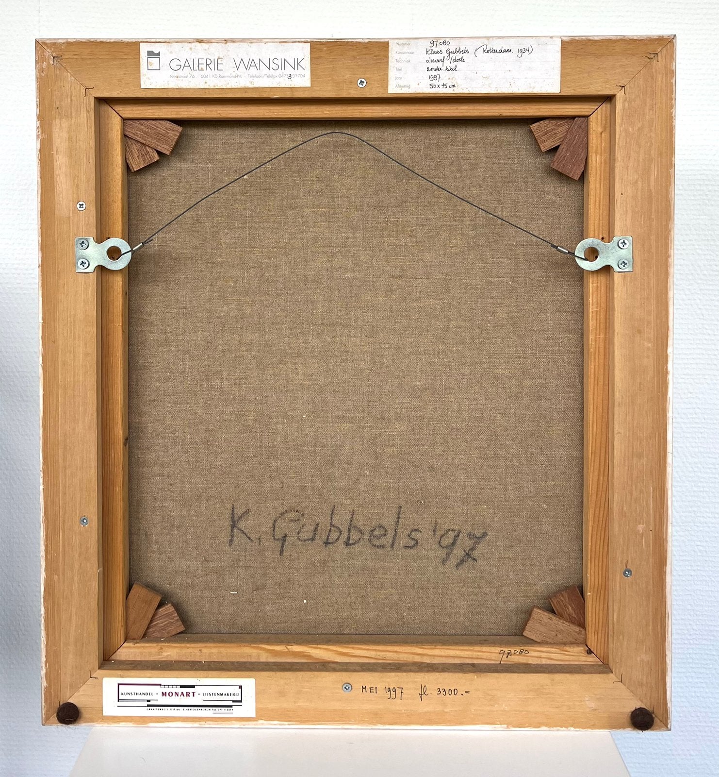 Klaas Gubbels, schilderij ‘97; ‘fles en koffieketel’, Ophalen
