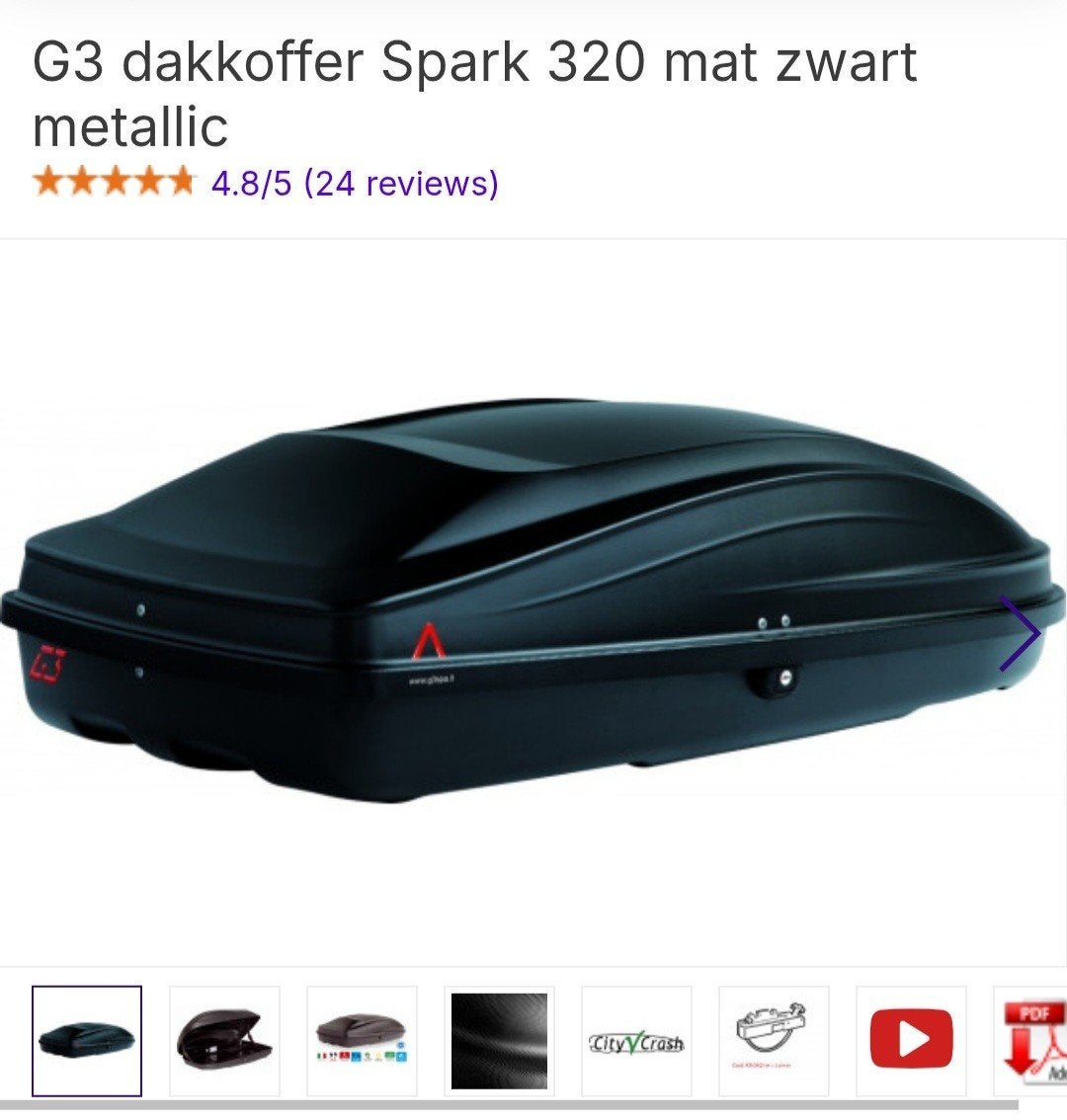G3 Dakkoffer Spark 320 Mat Zwart Metallic, Ophalen, Zo goed als nieuw