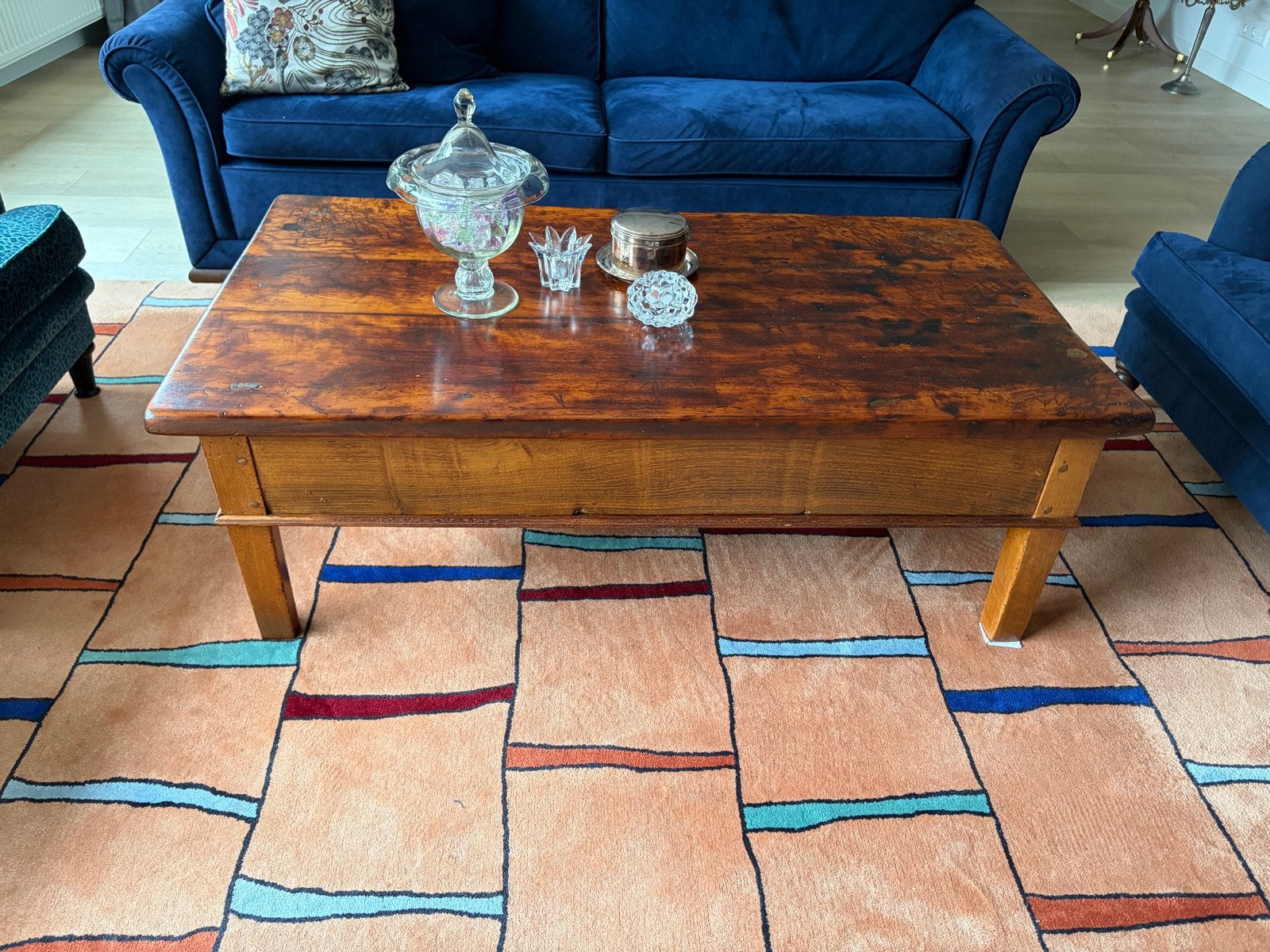 Rustieke salontafel met lades - massief hout, Antiek en Kunst, Antiek | Meubels | Tafels, Ophalen