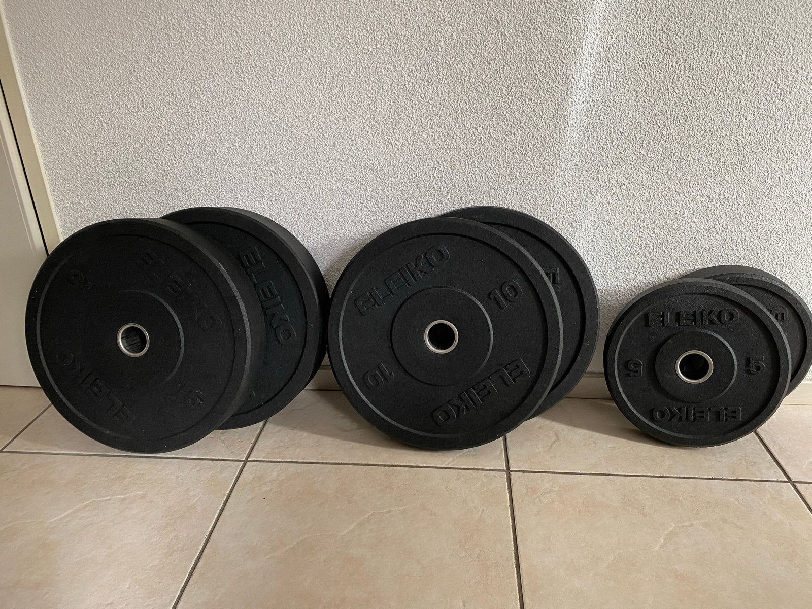 Eleiko XF Bumperplates - 5, 10, 15 kg, Ophalen, Zo goed als nieuw, Halterschijven