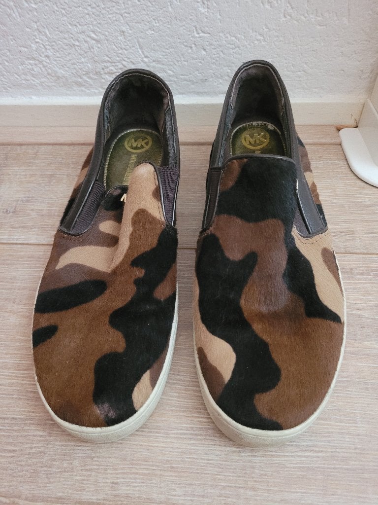 Michael Kors instapper army, leder. Maat 38, izgst, Michael Kors, Bruin, Instappers, Ophalen of Verzenden