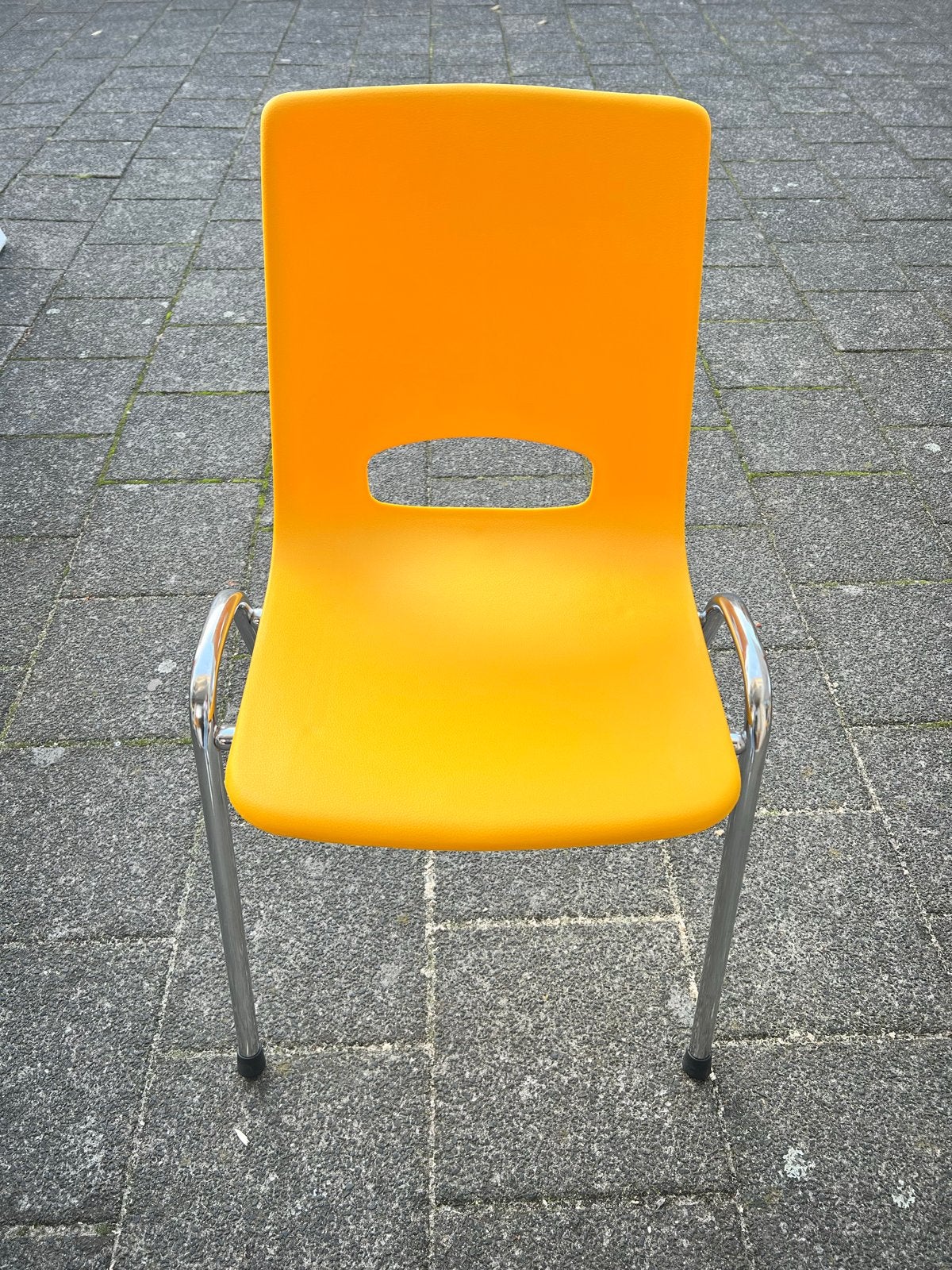 Kuipstoel met verchroomd onderstel - Geel, Ophalen, Kunststof, Gebruikt, Overige kleuren