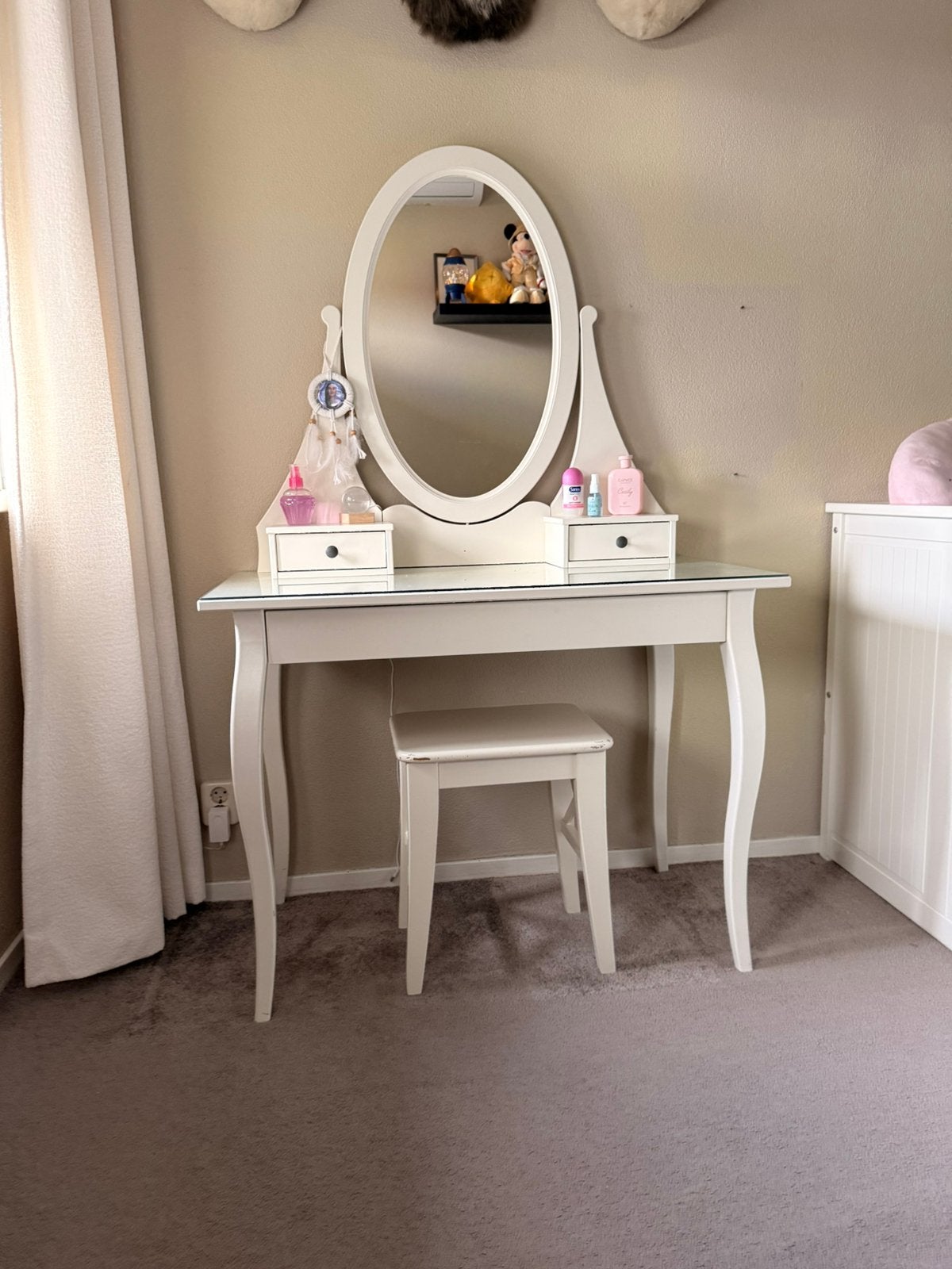 Mooie witte complete make up/kaptafel van ikea met kruk, Ophalen, Gebruikt, 50 tot 100 cm, Minder dan 100 cm