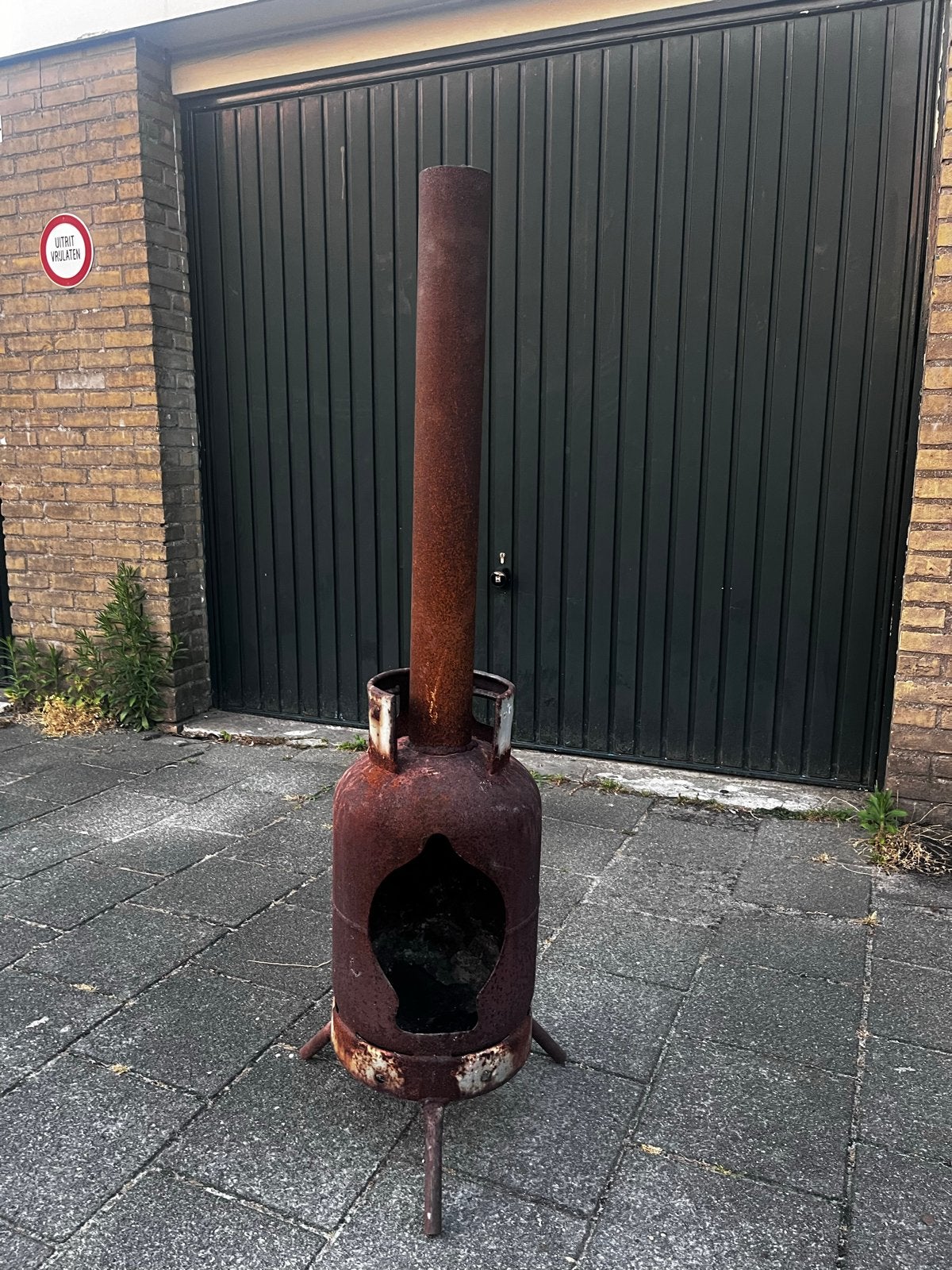 Robuuste buitenkachel / vuurton van gasfles, Ophalen of Verzenden, Gebruikt, Vuurton