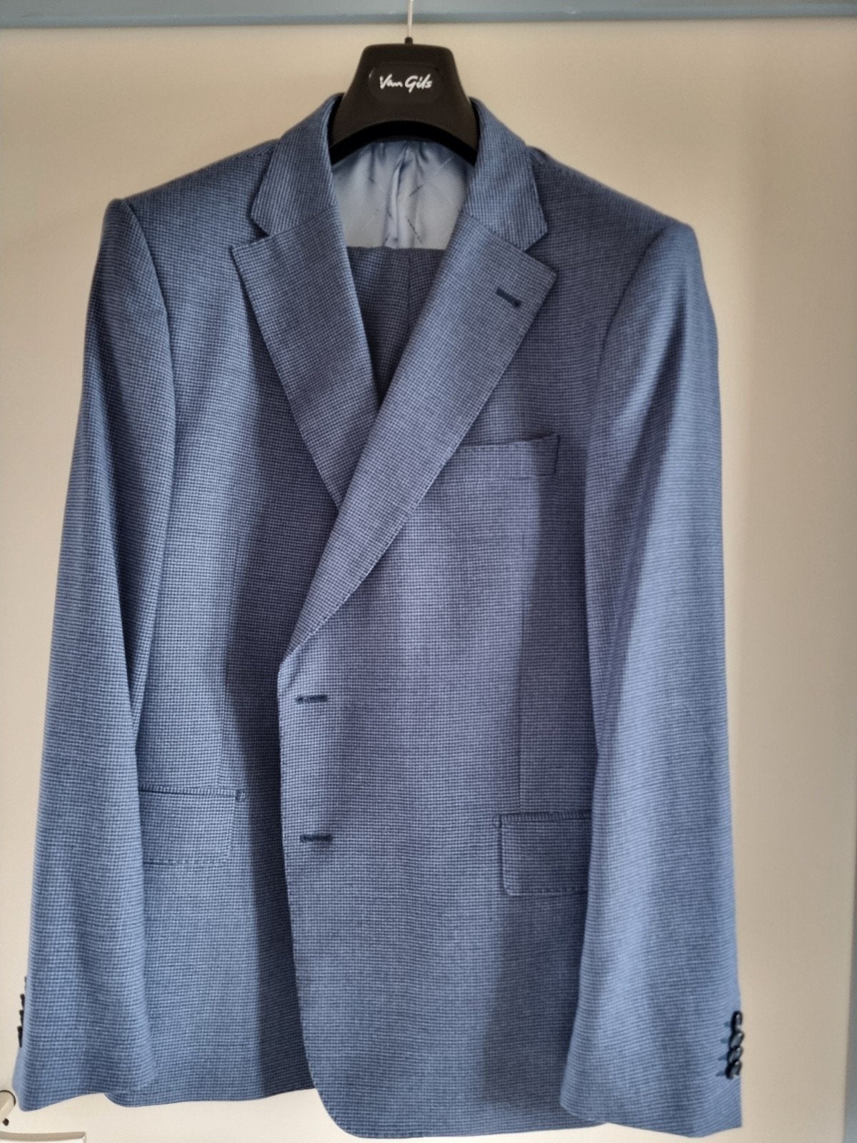 Van Gils kwartmaat pak., Kleding | Heren, Kostuums en Colberts, Blauw, Overige maten, Zo goed als nieuw, Van Gils