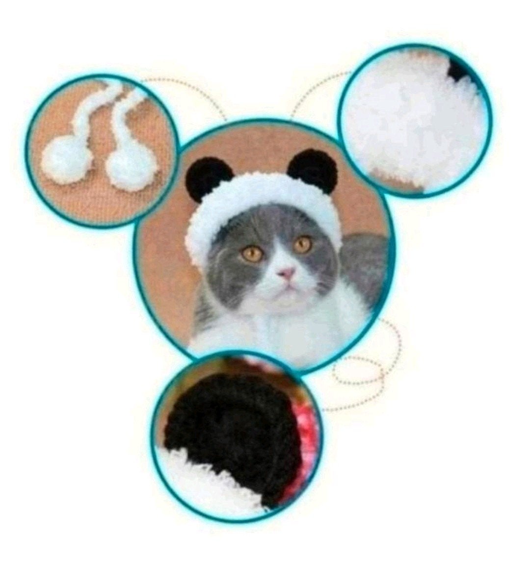 Panda muts oorwarmers kat of kleine hond maat M. Nieuw, Ophalen of Verzenden, Nieuw