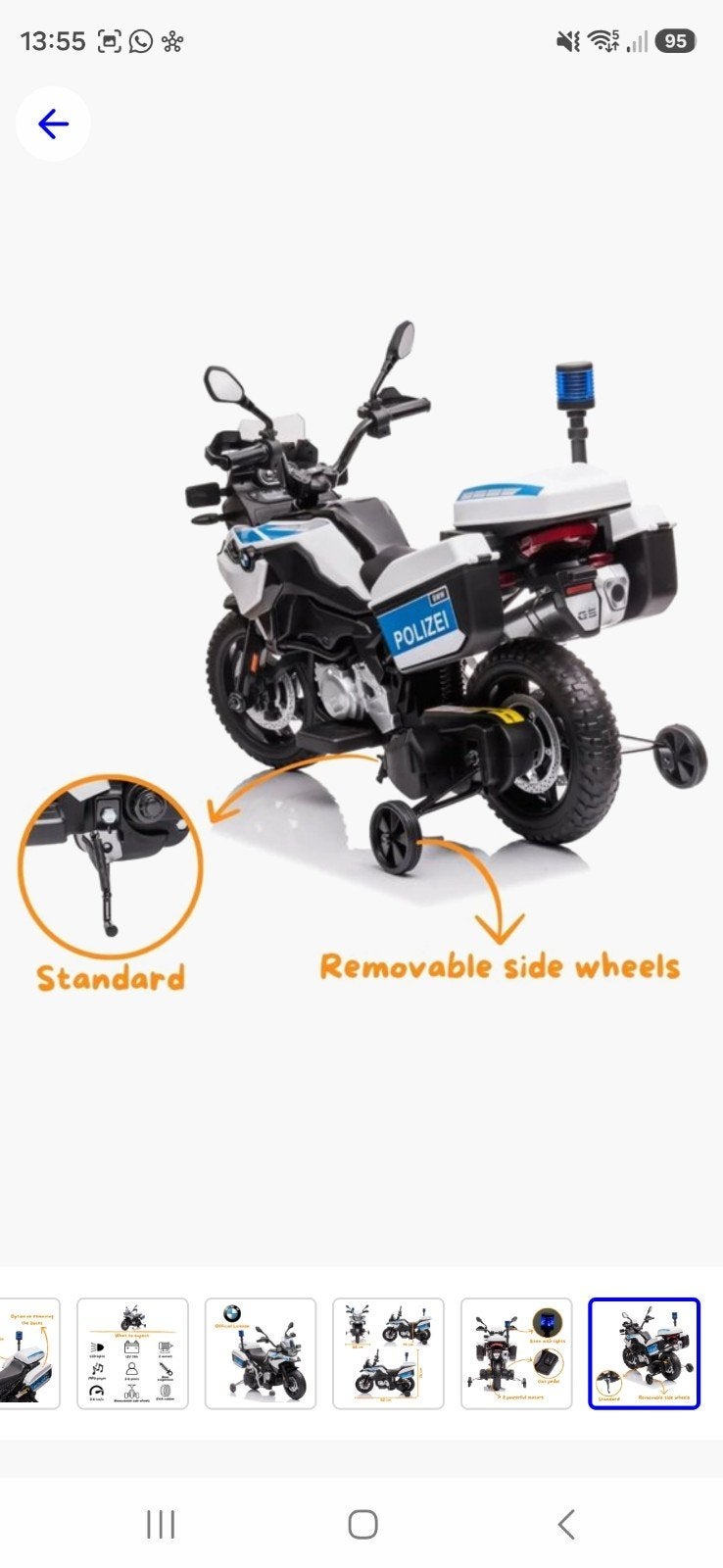 BMW Politie Kindermotor - Elektrisch met Zijwielen, Ophalen, Zo goed als nieuw
