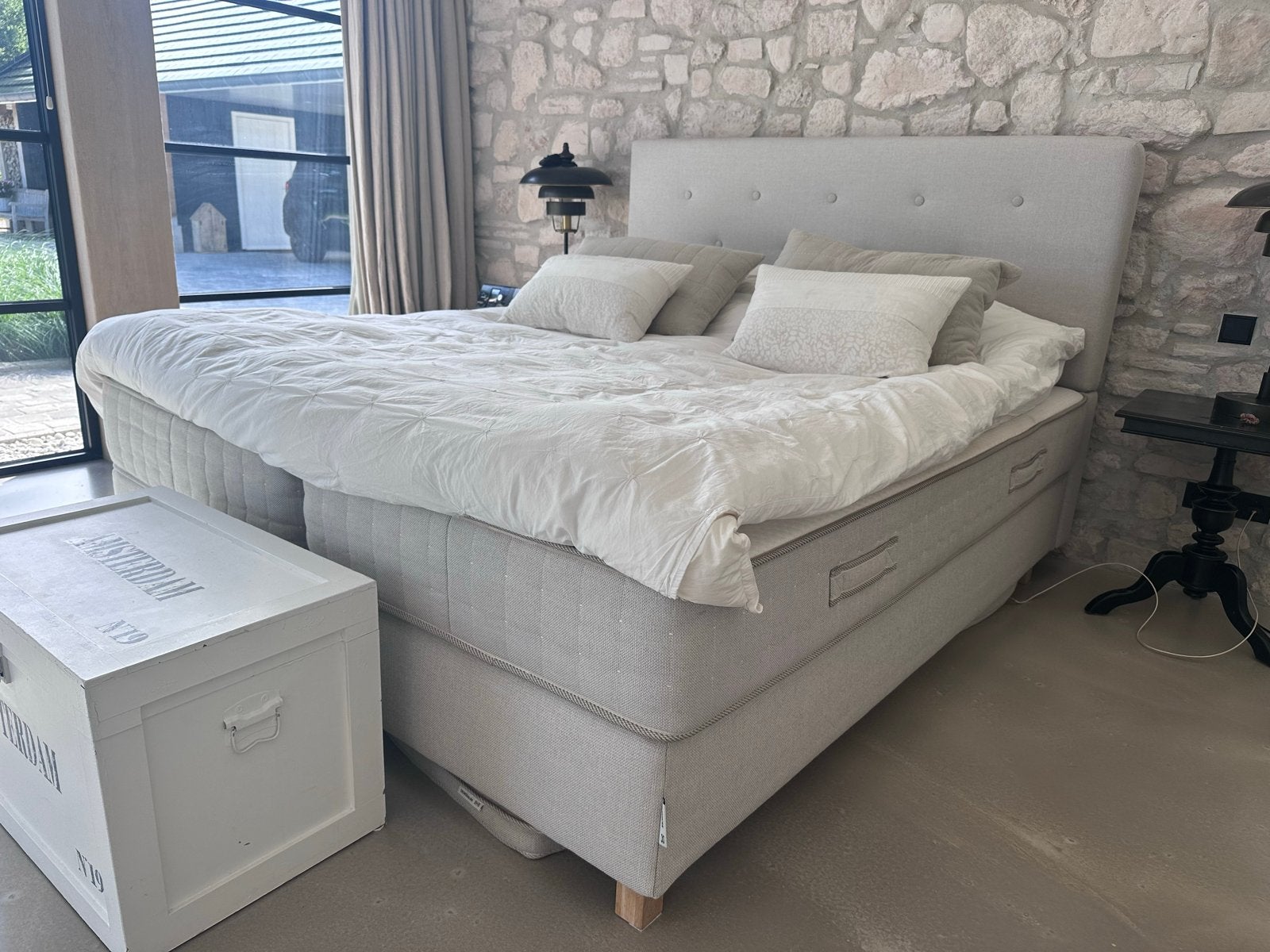 Tweepersoons boxspring bed - 6 jaar oud, zeer goede staat, Tweepersoons, Ophalen of Verzenden, Zo goed als nieuw, 180 cm