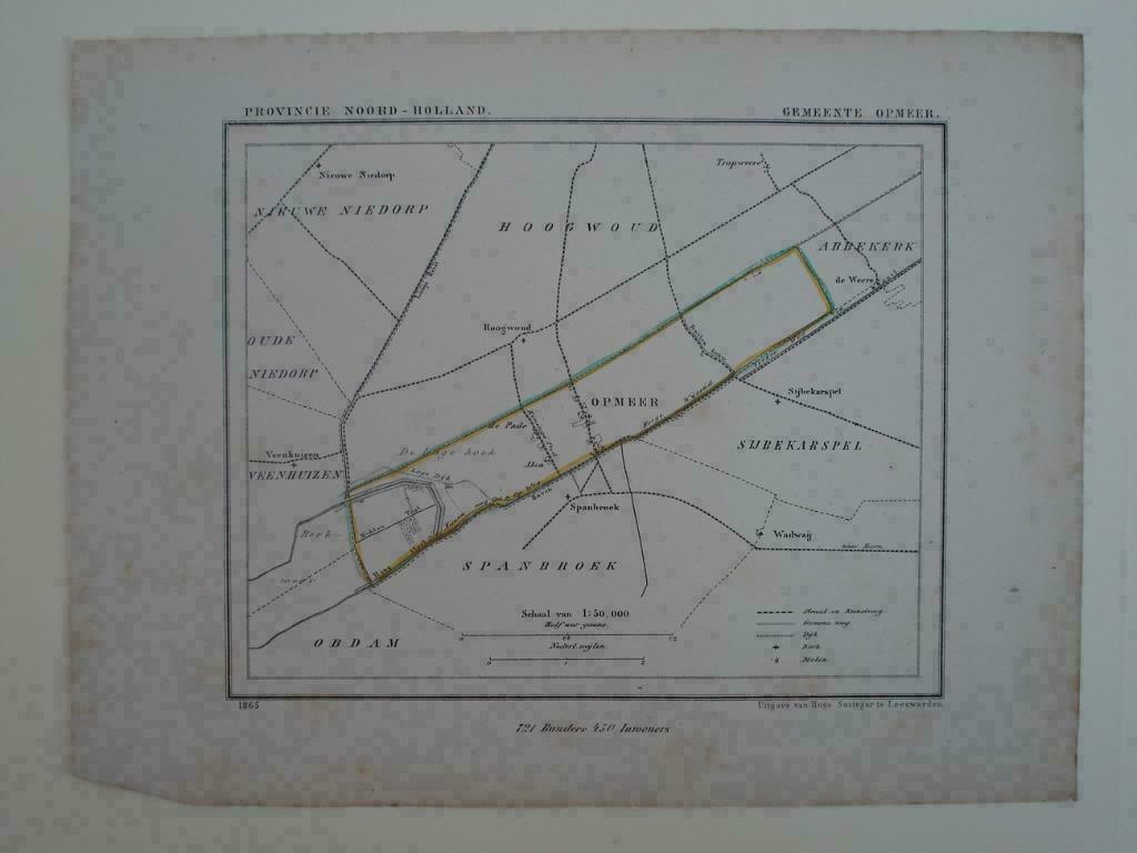35  / Opmeer   Litho  Kuyper  1867, Ophalen of Verzenden
