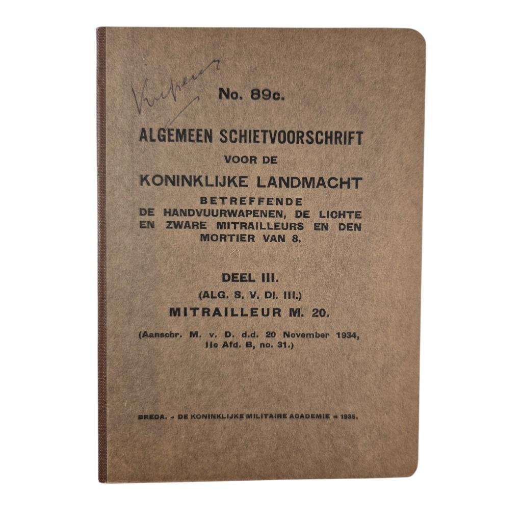 Nederlands Algemeen Schietvoorschrift No 89c., -, -, Ophalen of Verzenden, -