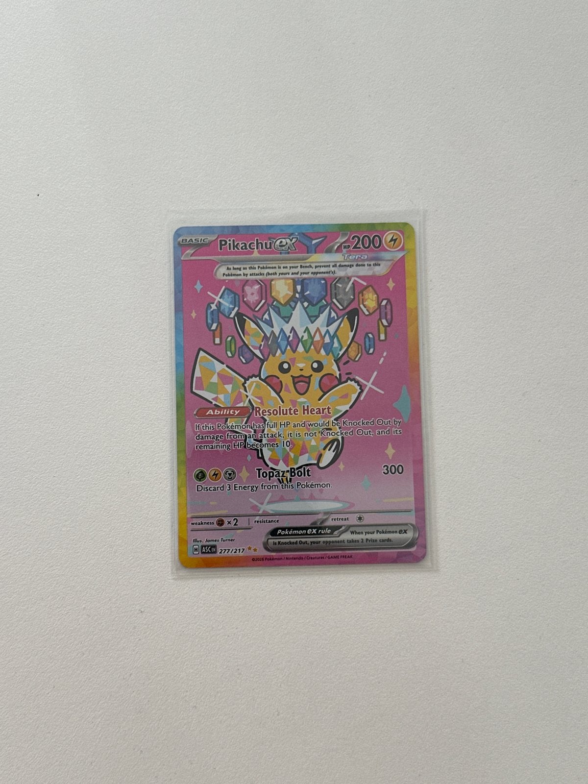 Pikachu EX 277/217 Pokémon kaart, Ophalen of Verzenden, Zo goed als nieuw, Losse kaart, Foil