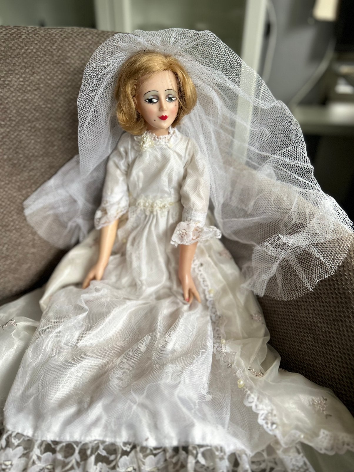 2 x vintage sofa doll in mooie kleding, pr.p.stuk, Verzamelen, Poppen, Ophalen of Verzenden, Zo goed als nieuw, X, Pop