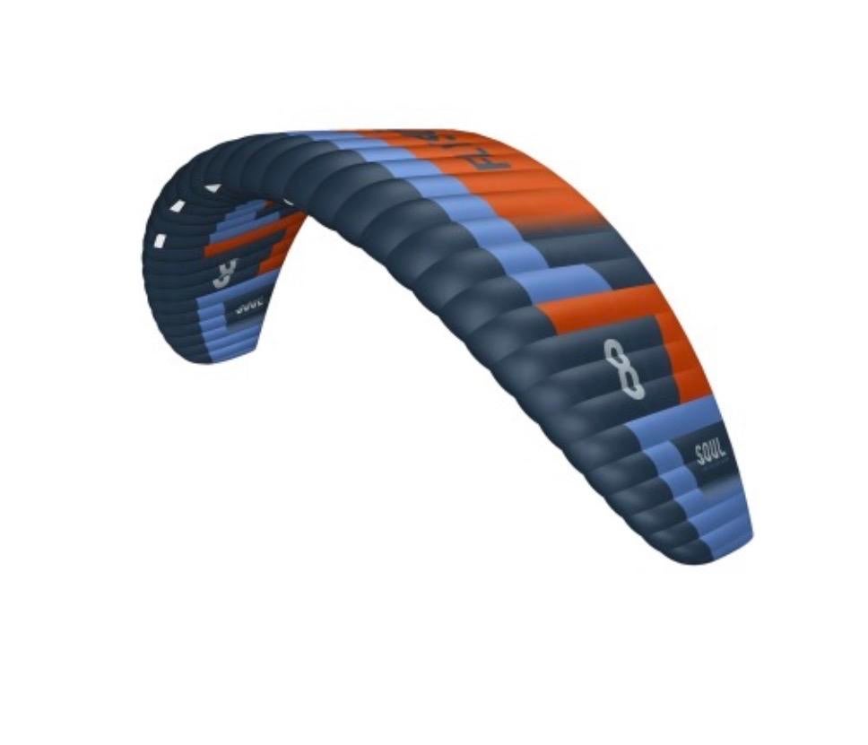 Flysurfer Soul 8m² Kite met Bar - Zo goed als nieuw, Watersport en Boten, Kitesurfen, 8 m², Bar, Geen board, Ophalen of Verzenden