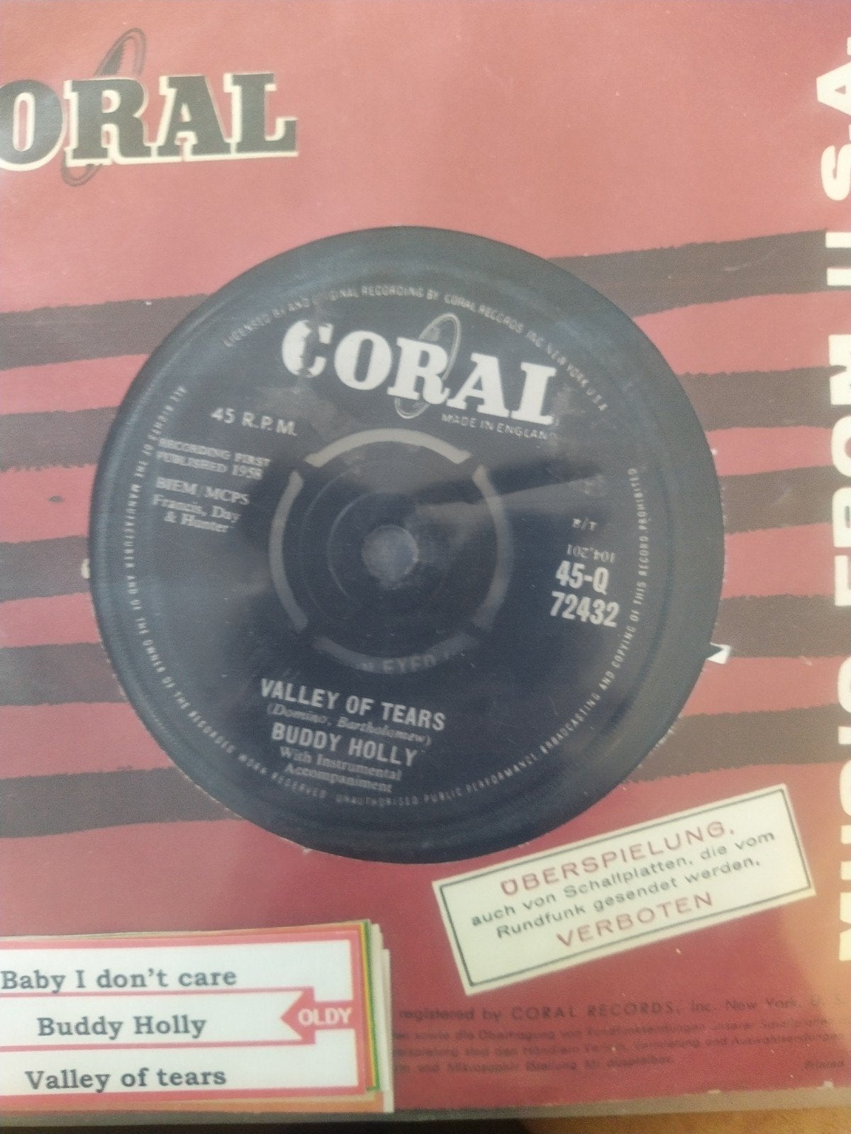 Buddy Holly - Valley of Tears / Baby I Don't Care (Vinyl), Gebruikt, 7 inch, Ophalen of Verzenden, Pop