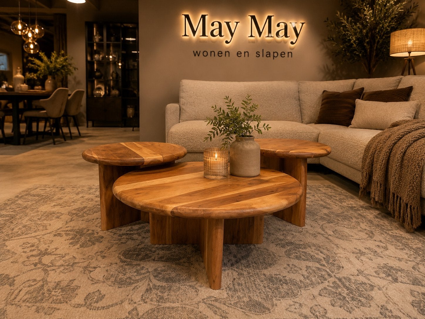 Salontafel set 3-Delig Massief acaciahout 70%Korting