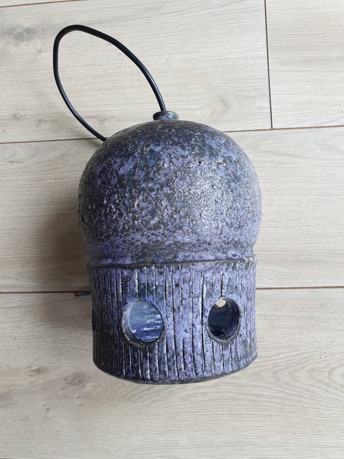 Unieke Alfaraz Spain vintage keramische hanglamp - paars/bl, Ophalen of Verzenden