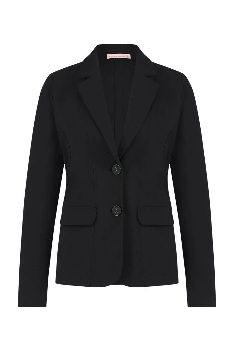 Studio anneloes clean blazer M donkerblauw heavy travelstof, Maat 38/40 (M), Blauw, Ophalen of Verzenden, Zo goed als nieuw