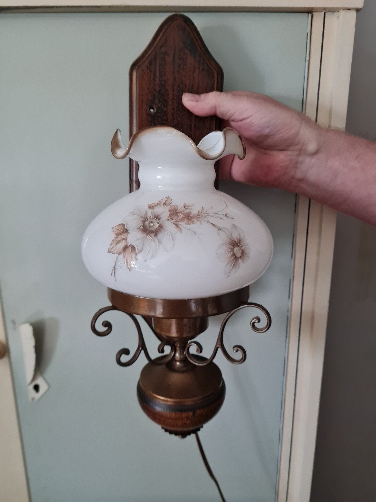 Vintage wandlamp, Ophalen, Gebruikt, Glas