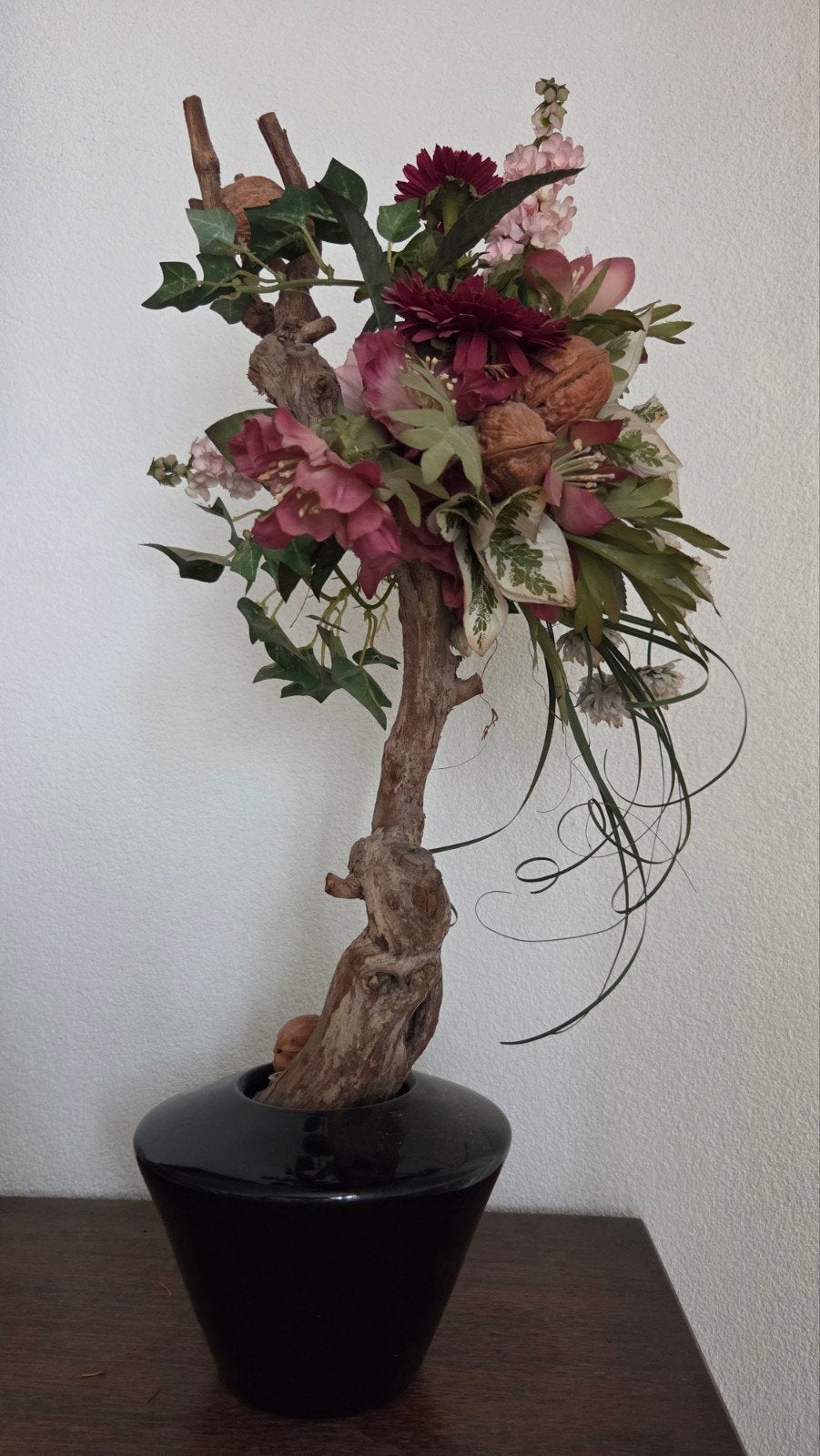 Bonsai met roze bloemen incl pot, Ophalen, Zo goed als nieuw
