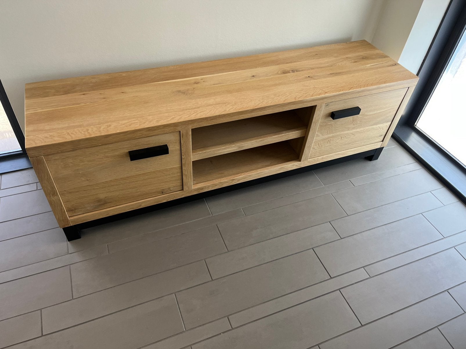 Eiken TV-meubel Sans van Goossens - 160 cm breed/lang, Ophalen, 150 tot 200 cm, Zo goed als nieuw, Minder dan 100 cm