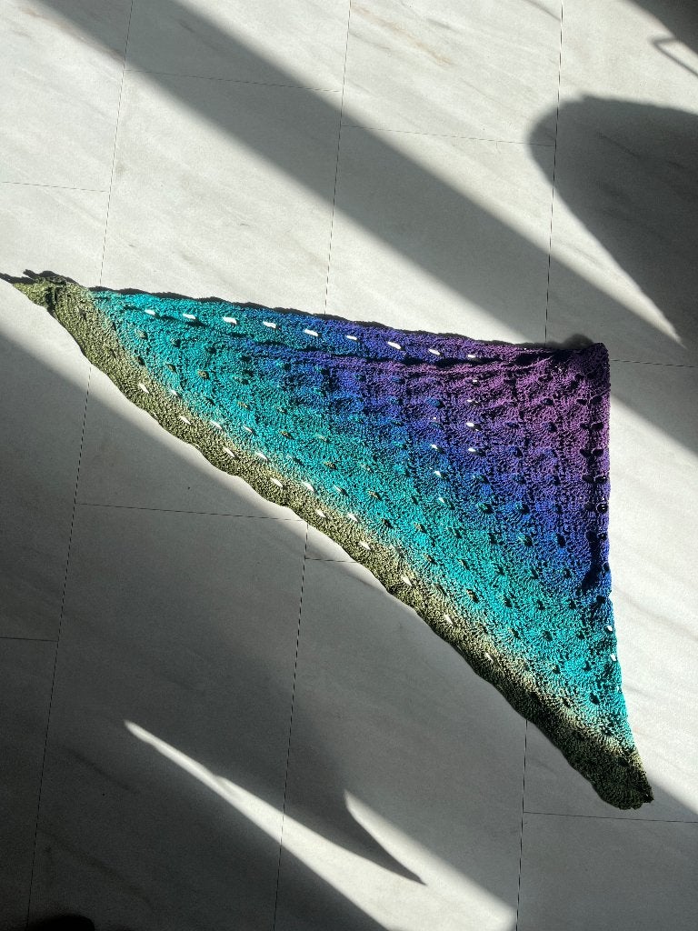 Gekleurde sjaal, Ophalen of Verzenden, Gedragen, Maat 46/48 (XL) of groter, Sjaal