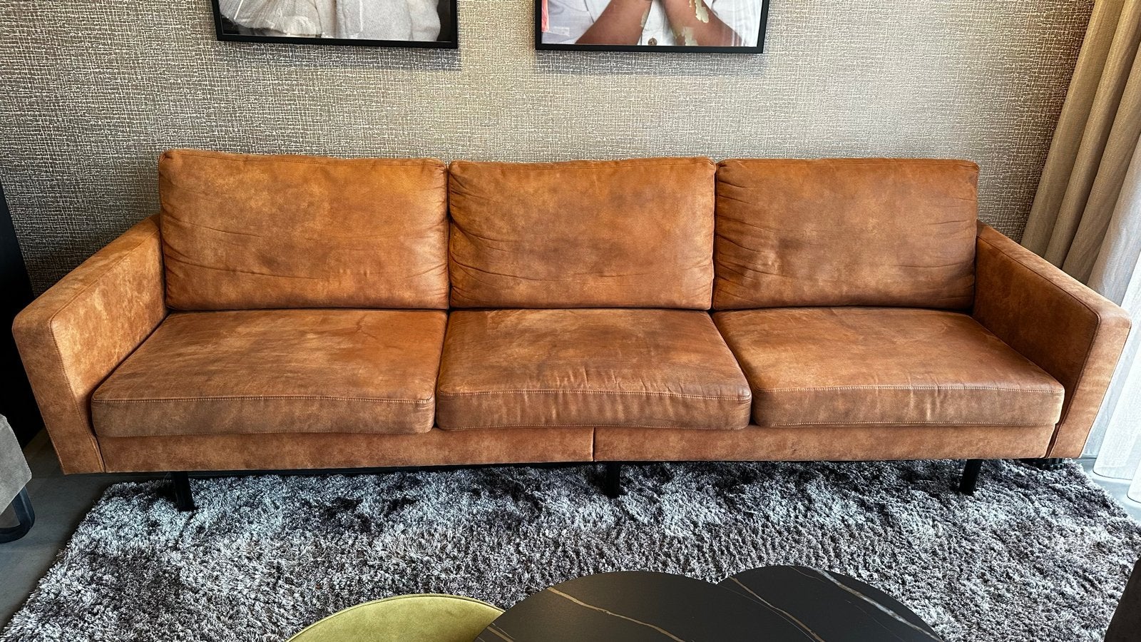 *GRATIS* Cognac bank 280cm, Huis en Inrichting, Ophalen, 250 tot 300 cm, Gebruikt, Vierpersoons of meer