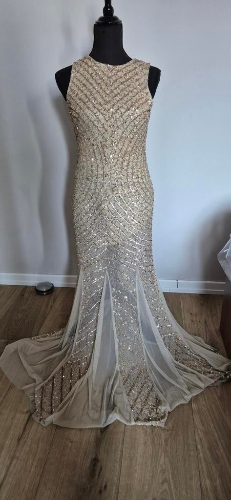 Ashley Brooke lange galajurk mt 36 champagne, Ophalen of Verzenden, Zo goed als nieuw, Maat 36 (S), Galajurk